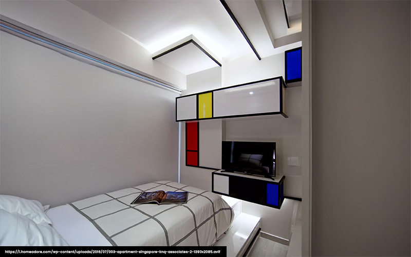 A De Stijl-style bedroom