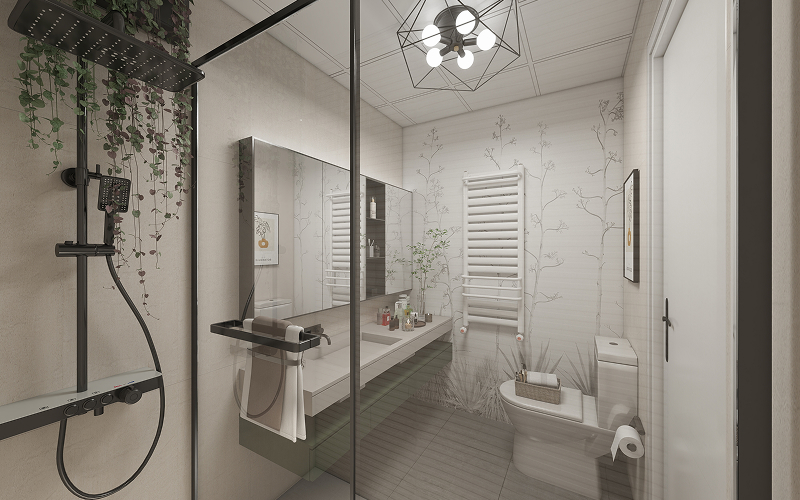 An image of a bathroom with a sleek shower screen.