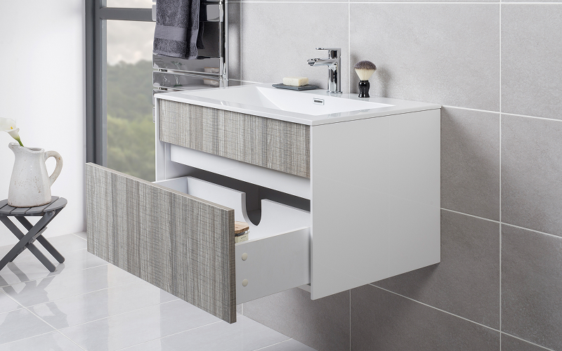 An image of drawers/shelves inside a bathroom.